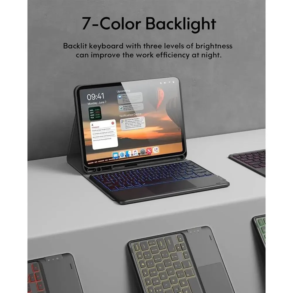 CHESONA For IPad Air 11 Inch Case With Keyboard M3/M2 (2025/2024), 7-Color Back